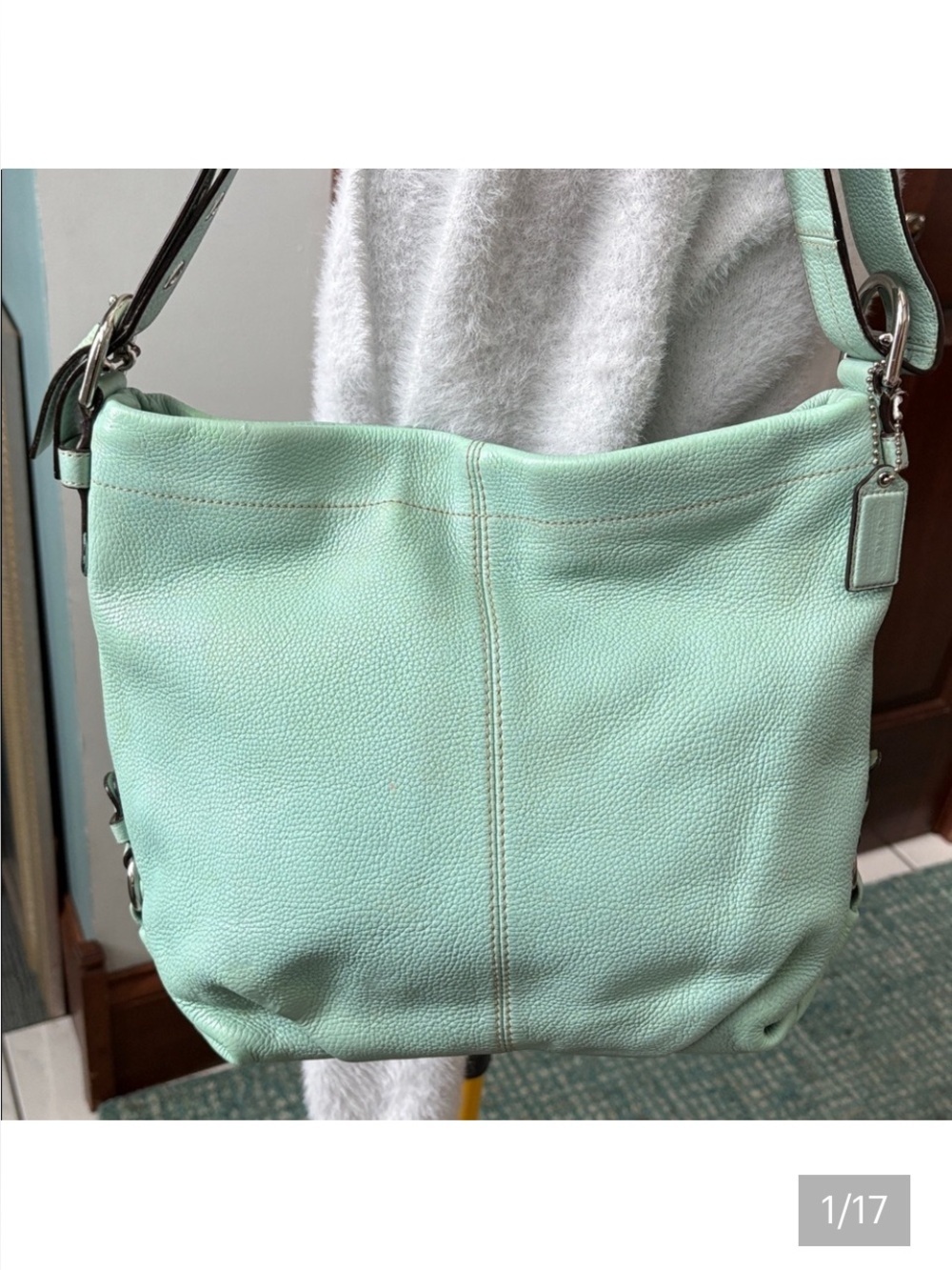 Coach SoHo  vintage Leather crossbody/Shoulder Bag  seafoam green  Silvertone